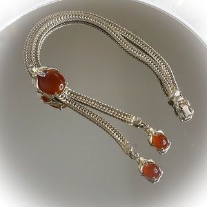 💕Beautiful Vintage Gold Tone Necklace with carnelian cabouchons💕